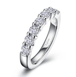 Sterling Silver platinum bonded lassire simulate diamond wedding band tw 1.20cts size 7