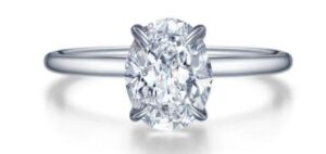 Sterling Silver platinum bonded lassire simulated diamond oval engagement ring tw 2.00cts size 7