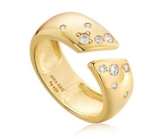 Sterling Silver gold plated cz sparkle wide adjustable band