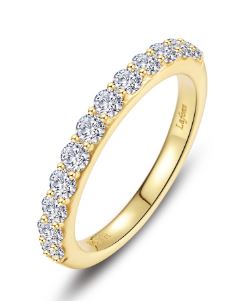 Sterling Silver gold plated Lassire simluate diamond shared prong band tw 0.60cts size 7