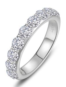 Sterling Silver platinum bonded Lassire Simluated diamond shared prong band tw 1.53cts size 7