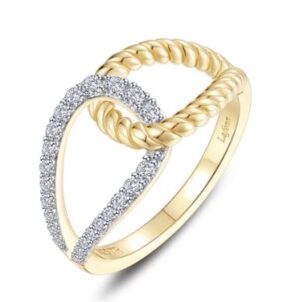 Sterling Silver two tone Lassire simulated diamond split cable ring tw 0.34cts size 8