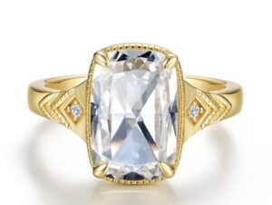 Sterling Silver gold plated lassire simulated rose cut diamond ring tw 5.65cts size 7