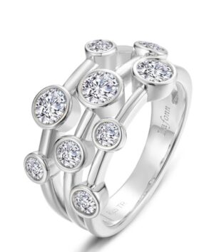 Sterling Silver Platinm bonded Lassire Simulated Diamond buggle cluster band size 8 tw 1.23cts