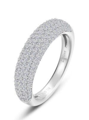 Sterling Silver Rhodium Plated Lassire Simulated Diamond Domed Pave Ring tw 1.59cts Size 7