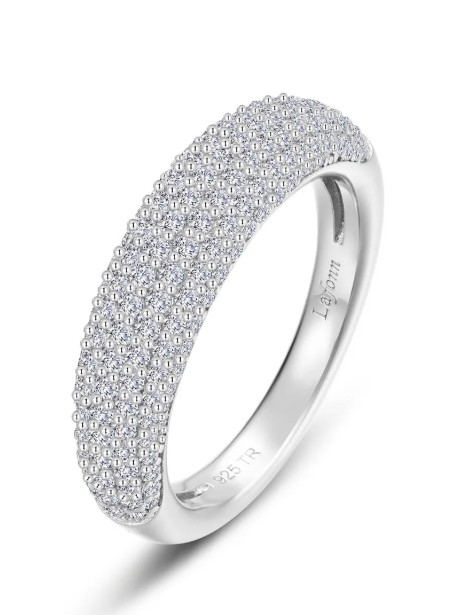 Sterling Silver Rhodium Plated Lassire Simulated Diamond Domed Pave Ring tw 1.59cts Size 7