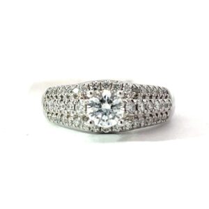 14kt white gold diamond engagement ring center aprox 0.50cts tw 1.00cts SI, G/H color