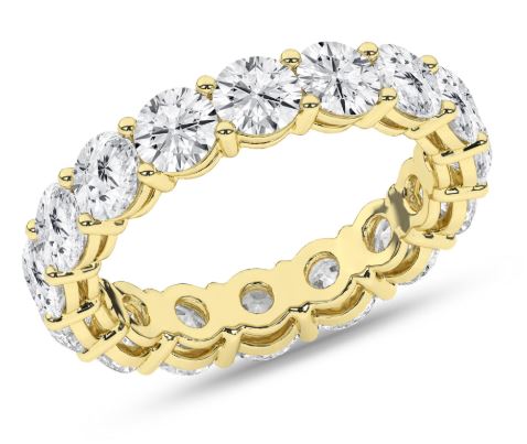 14kt white gold lab grown diamond eternity band D tw 5 1/4 cts VS, colorless E/F color size 7
