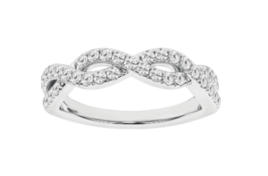 14kt white gold IGI certified twisted cossover band tw 0.75cts VS, colorless E/F