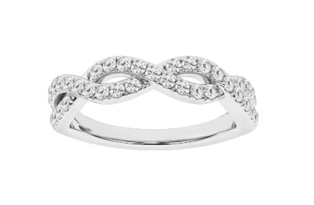 RA 14kt white gold IGI certified twisted cossover band tw 0.75cts VS, colorless E/F