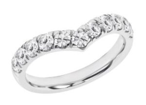 14kt white gold IGI certified lab grown diamond contour wedding band D tw 1.02cts VS clarity, colorless E/F color