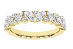 14kt yellow gold IGI lab grown diamond marquis and diamond fashion band tw 1.00cts VS, colorelss E/F color