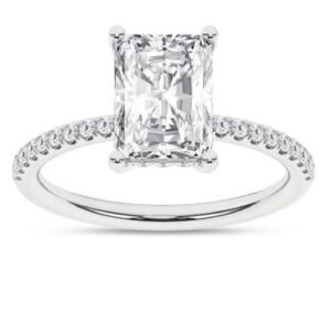 14kt white gold hidden halo Lab Grown radiant IGI cert ring C tw 2.55 VS, F tw 2.83cts VS, E/F