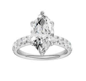 14kt white gold IGI certified Lab Grown Tulip head engagement ring C tw 2.56cts VS, F tw 3.07cts VS, E/F GIVE CERT