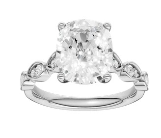 RE .jpg 14kt white gold IGI certified Lab Grown cushion C 3.06cts VS, F trellis underbezel engagement ring tw 3.23cts VS, E/F color