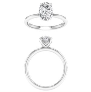 14kt white gold Lab Grown Diamond IGI cert. oval hidden halo eng ring C tw 2.05cts tw 2.14 VS,E/F GIVE CERT