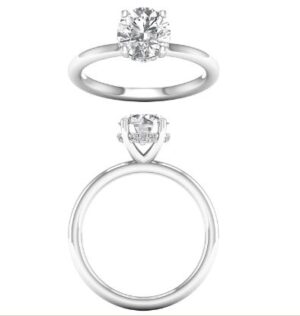 14kt white gold round lab grown diamond hidden halo solitaire engagement ring C 2.50cts tw 2.60cts VS, colorless E/F color IGI certified
