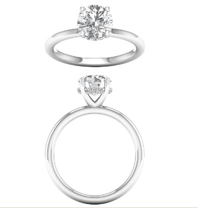 RS .jpg 14kt white gold round lab grown diamond hidden halo solitaire engagement ring C 2.50cts tw 2.60cts VS, colorless E/F color IGI certified