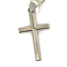 Sterling Silver half round shiny cross