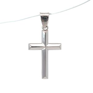 Sterling Silver knife edge shiny cross charm