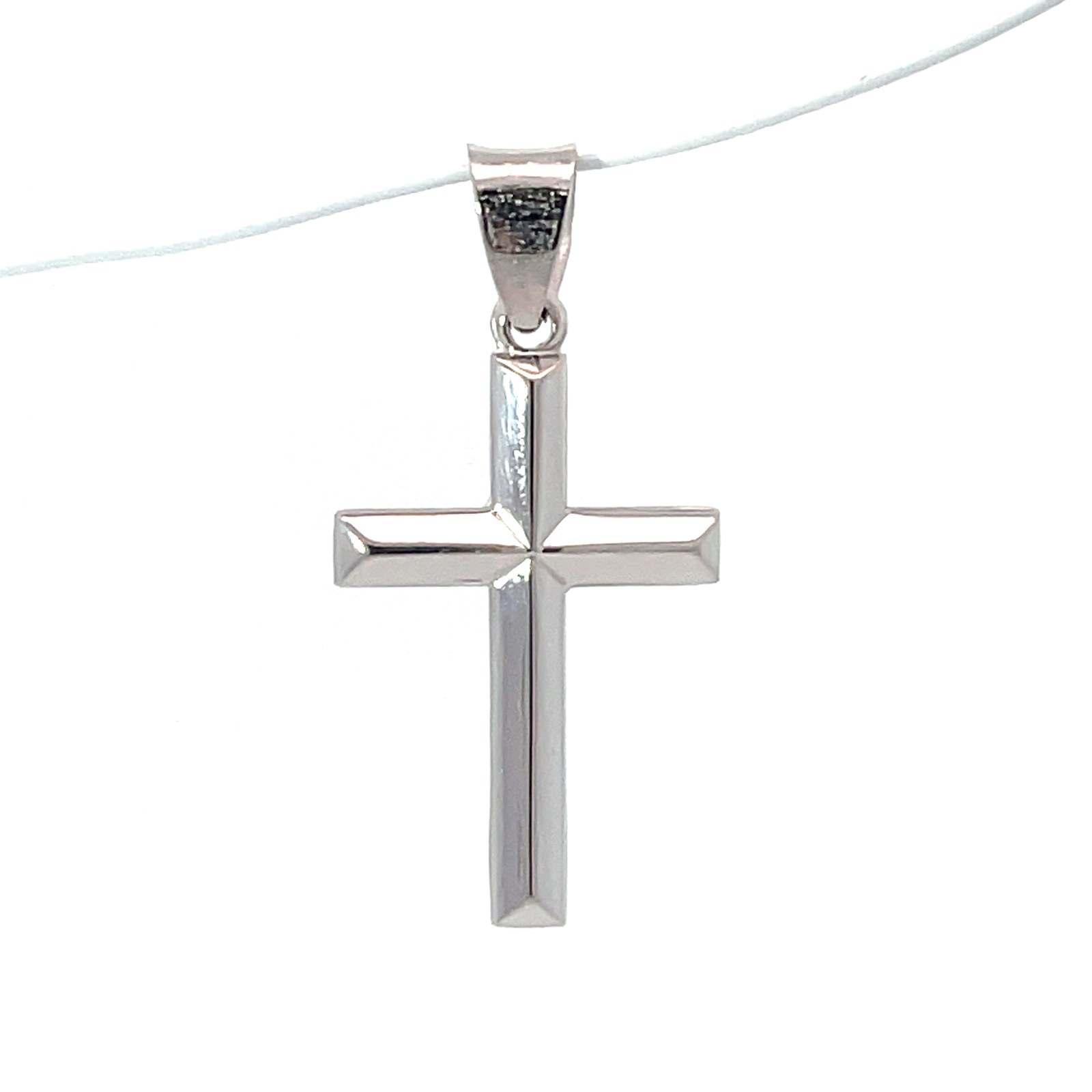 Sterling Silver knife edge shiny cross charm