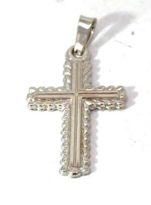Sterling Silver rhodium plated cross charm