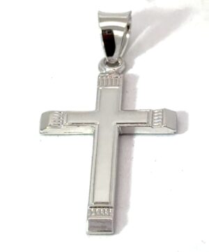 Sterling Silver rhodium plated high polished cross charm