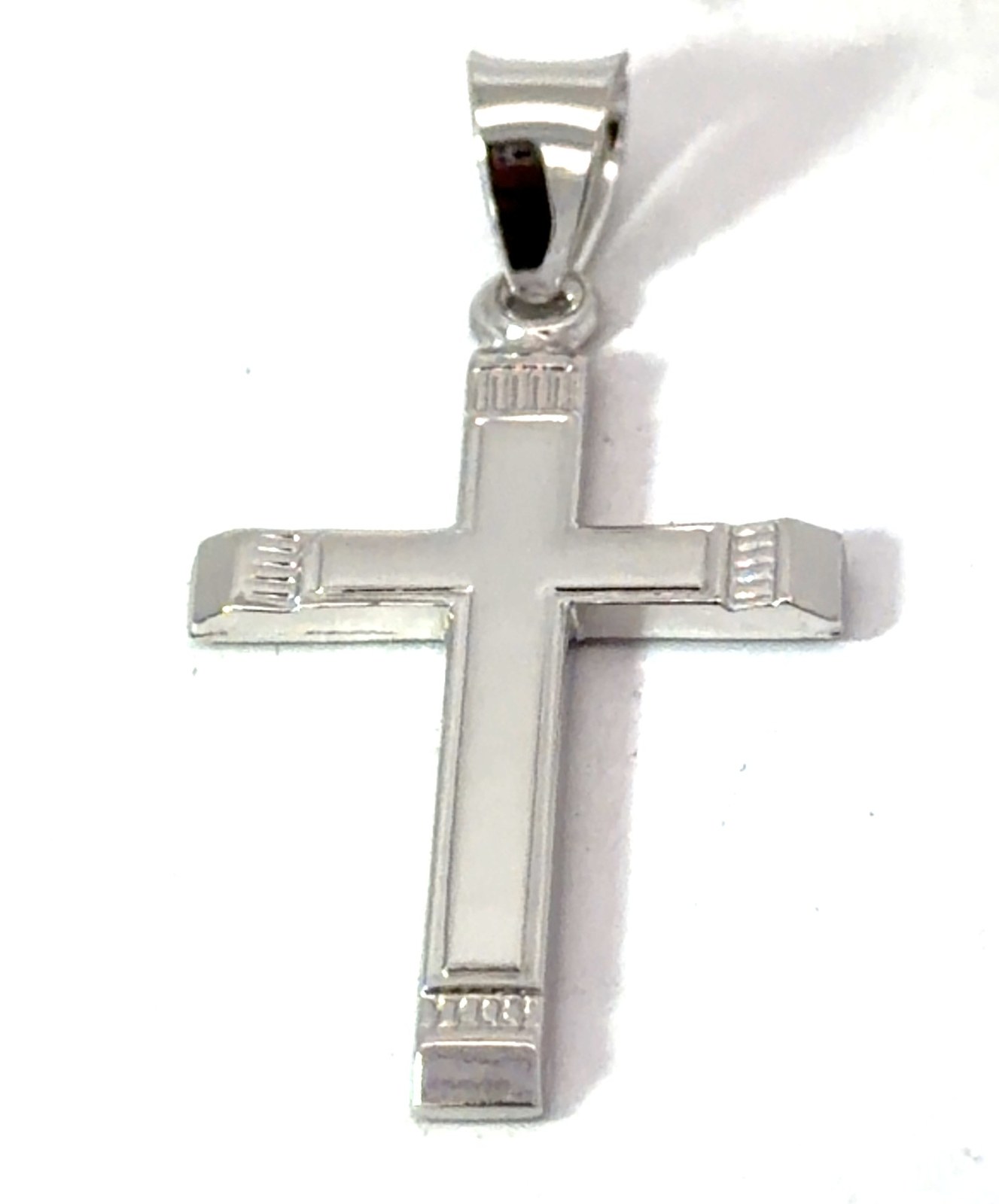 Sterling Silver rhodium plated high polished cross charm