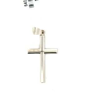 Sterling Silver rhodium plated half round shiny cross charm