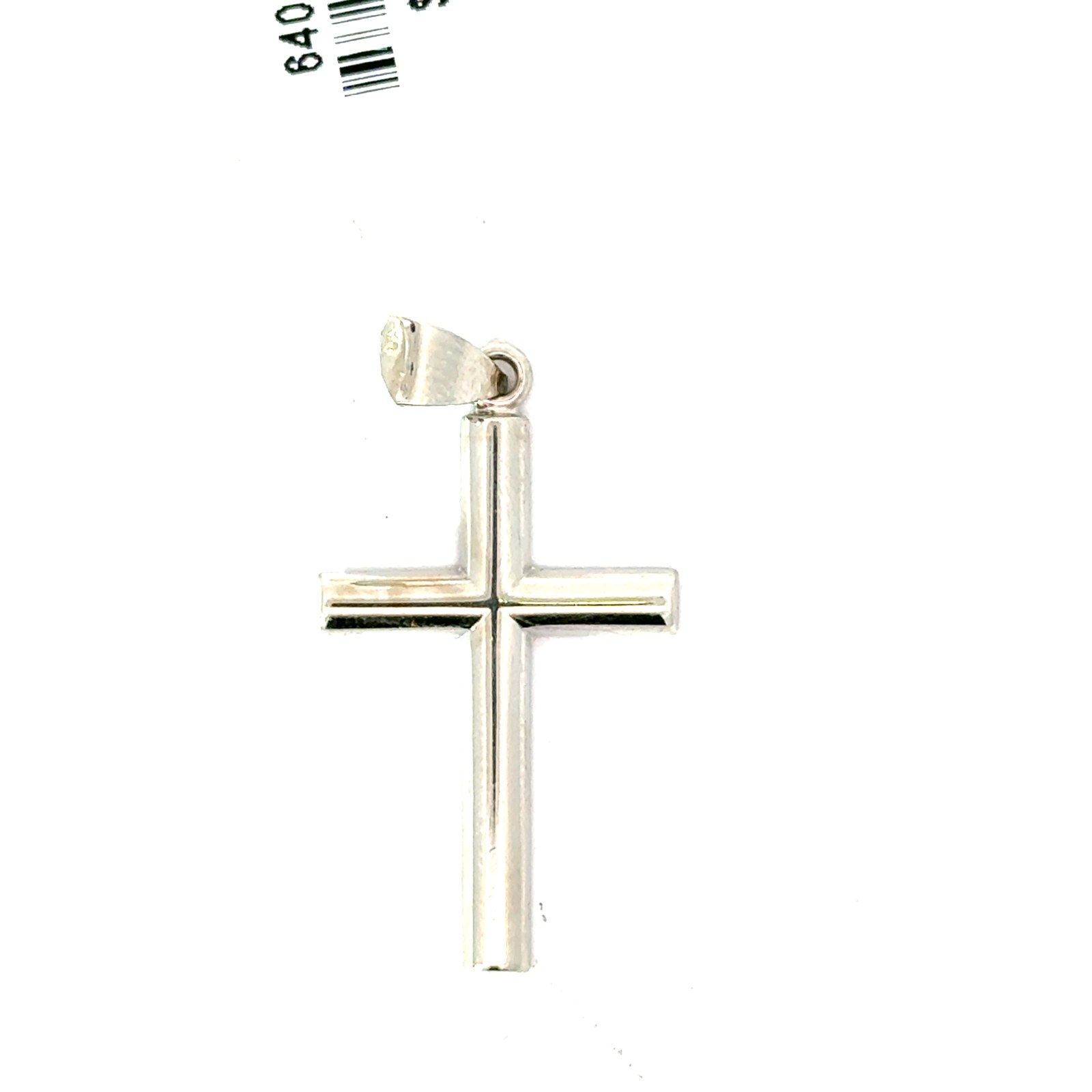 Sterling Silver rhodium plated half round shiny cross charm