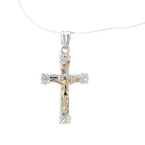 Sterling Silver and 14kt yellow gold crucifix cross charm