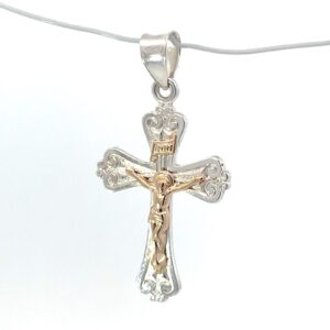 Sterling Silver and 14kt yellow gold crucific cross
