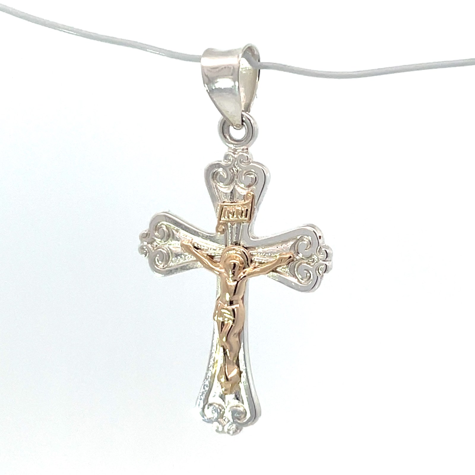 SBLCR .jpg Sterling Silver and 14kt yellow gold crucific cross