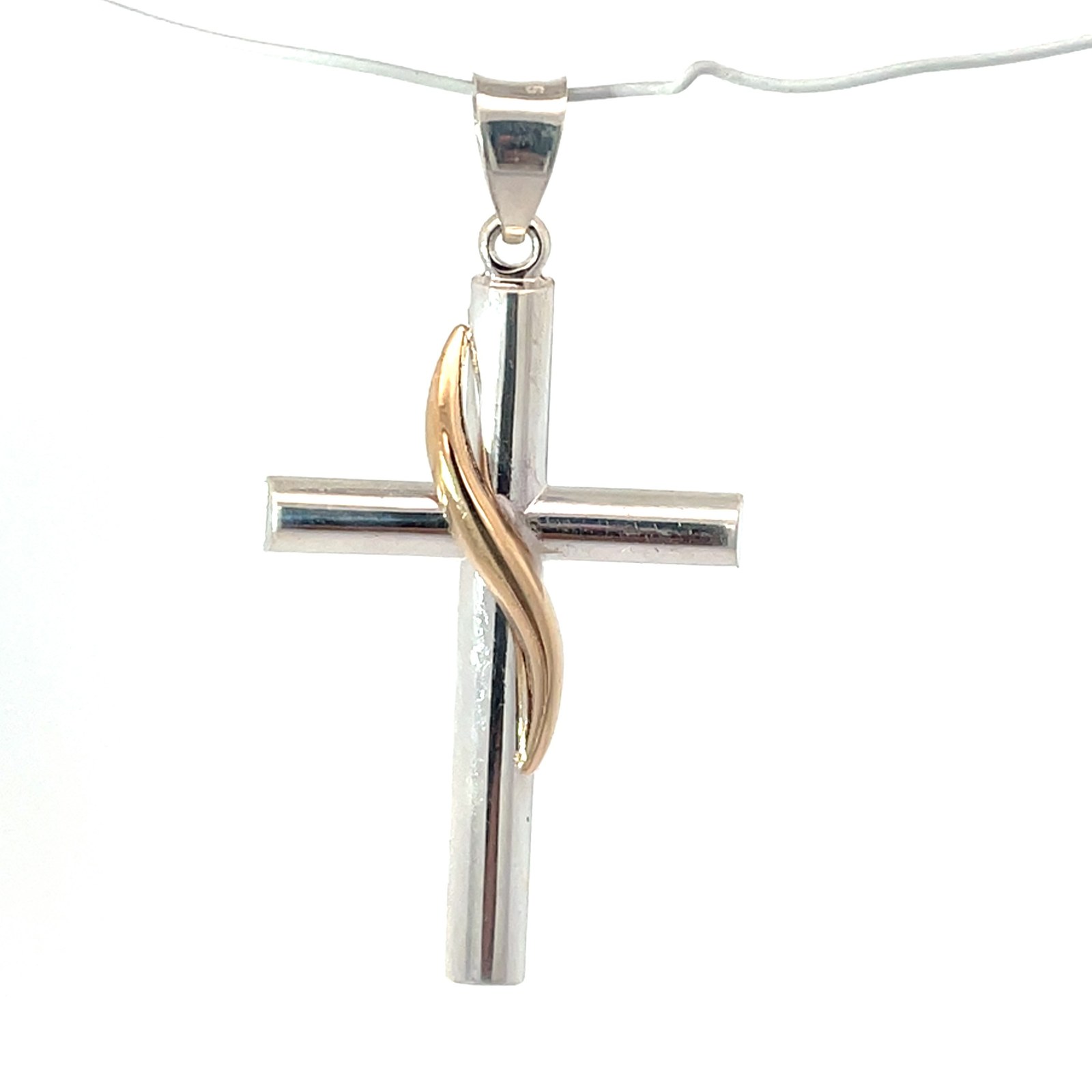 SSP .jpg Sterling silver and 14kt yellow gold shiny cross