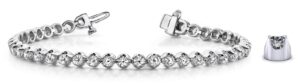 14kt white gold diamond buttercup tennis bracelet tw 8.47cts VVS/VS clarity, colorless F color with safety that folds under 7"