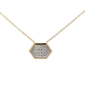 14kt two tone diamond pave fashion shape necklace on adjustable chain D tw 0.53cts VS2/SI1, near colorless G/H color