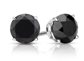 SERBLW 14kt white gold black diamond stud earrings tw 2.00cts with screw backs