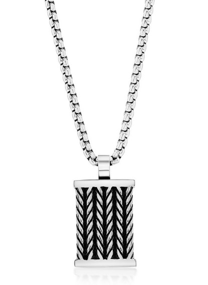 SL .jpg Stainless Steel Rectangle Chevron Design Necklace