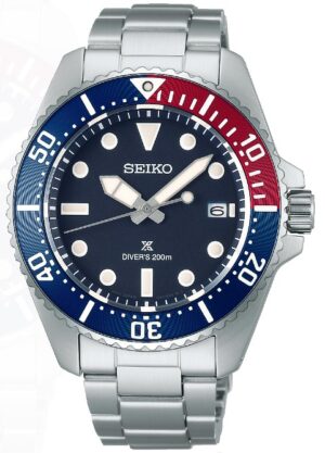 SEIKO Prospex Stainless Steel 41MM with date Blue Dial Solar Dive Men's Watch WR200 meters
