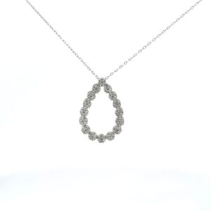 10kt white gold diamond fashion open cluster pendant D tw 1.02 cts Si1/Si2 clarity, near colorless H color on 18" chain