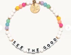 Little Words Project " see the good" multi color beaded stretch bracelet