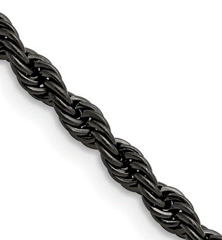 SRNBP .gif Chisel Stainless Steel Polished Black IP-plated 4mm 22 inch Rope Chain