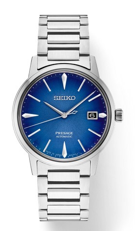 Mans Presage Automatic blue fancy dial watch stainless steel bracelet