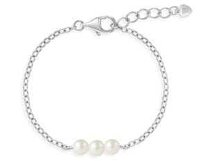 Sterling Silver freshwater pearl and link bracelet 5.5"