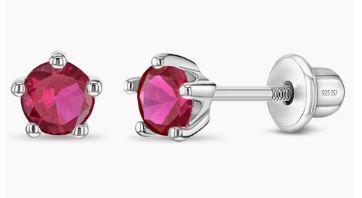 SS .jpg Sterling Silver 4mm cubic zirconia July stud earrings with screw backs