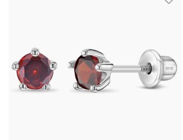 SS .jpg Sterling Silver classic birthstone cz 4mm January stud earring with screw backs
