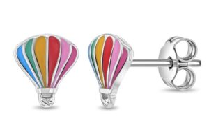 Sterling Silver radiant hot air balloon enameled earrins