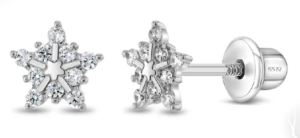 Sterling silver cubic zirconia twinkling snowflake screw back earrings