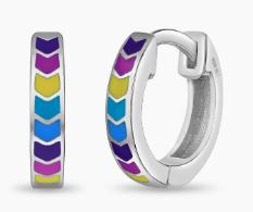 Sterling Silver rainbow enamel 9mm childs huggie hoop earring