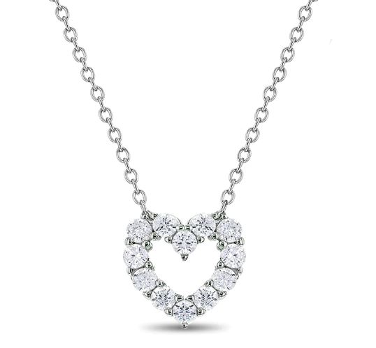 SS .jpg Sterling Silver clear cz heart necklace